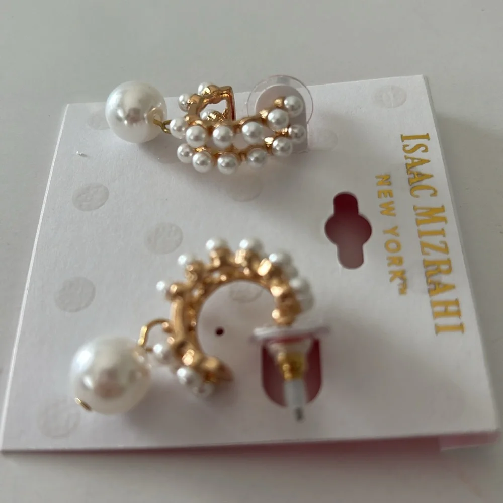 Isaac Mizrahi Pearl Hoop Earrings